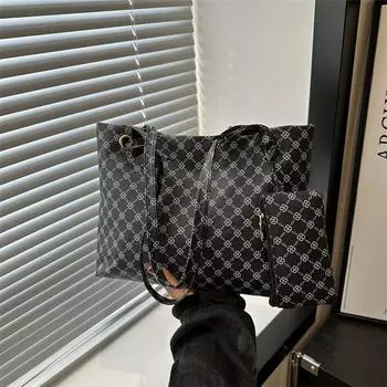 Большая вместительная сумка-тоут для женщин, повседневная сумка на одно плечо с ретро-принтом, сумка для поездок на работу, простая и модная сумка