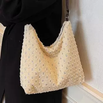 Большая вместительная сумка-тоут для женщин, новая модная сумка через плечо для женщин, корейский стиль, в горошек, сумка для студентов колледжа для женщин