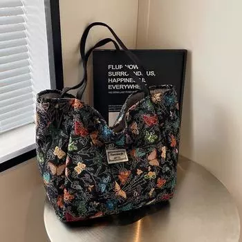 Большая вместительная сумка-тоут для женщин, модная универсальная холщовая сумка для женщин, модная сумка для шоппинга на одно плечо