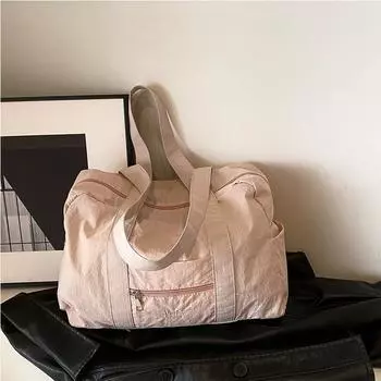 Большая вместительная сумка-тоут, легкая спортивная сумка, повседневная корейская нейлоновая дорожная сумка, сумка-мешок Boston Zipper на плечо