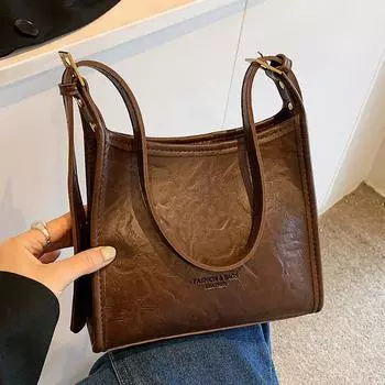 Большая вместительная сумка-тоут, осенне-зимняя новая сумка через плечо для женщин, модная сумка через плечо в стиле ретро, универсальная сумка через плечо