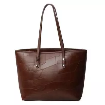 Большая вместительная сумка-тоут, простая сумка через плечо и подмышку, женская дизайнерская сумка с текстурой для поездок на работу коричневый