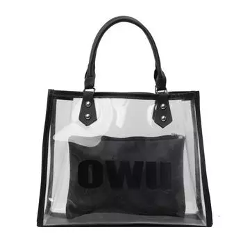 Большая вместительная сумка-тоут с буквами, модная сумка на плечо, иностранный стиль, универсальная пляжная сумка, нишевая сумка прозрачный