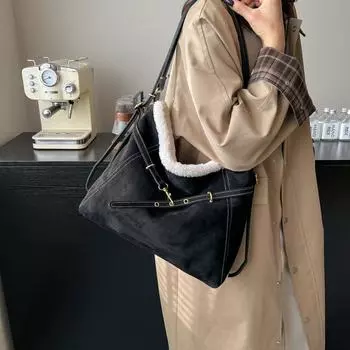 Большая вместительная сумка-тоут с несколькими спинками, женская сумка через плечо для поездок на работу, однотонный рюкзак кофейный