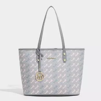 Большая вместительная сумка-тоут с принтом для поездок на работу и обратно через плечо светло-синий