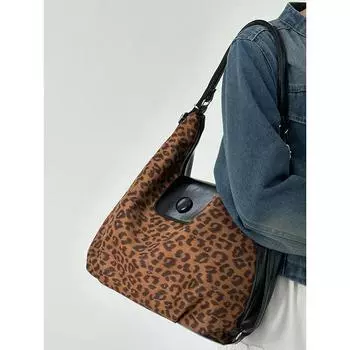 Большая вместительная сумка-тоут Spice Girl с леопардовым принтом, новая высококачественная сумка-мессенджер в стиле ретро для поездок на работу, многофункциональный рюкзак цветной печати леопарда
