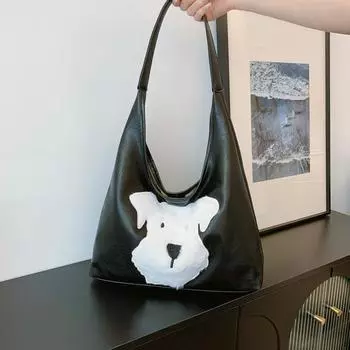 Большая вместительная сумка-тоут, универсальная сумка-мессенджер для ежедневных поездок на работу, женская сумка через плечо из мягкой искусственной кожи с защитой от ветра чёрный