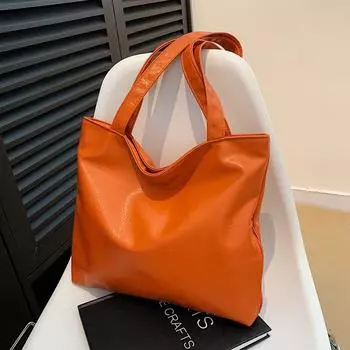 Большая вместительная сумка-тоут в стиле ретро для женщин 2024 года, новая модная сумка для путешествий на работу, для студентов, для занятий, на плече чёрный