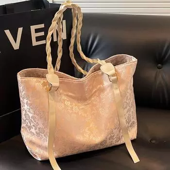 Большая вместительная сумка-тоут, высококачественная сумка для поездок на работу и отдыха, новая китайская сумка через плечо Niche розовый