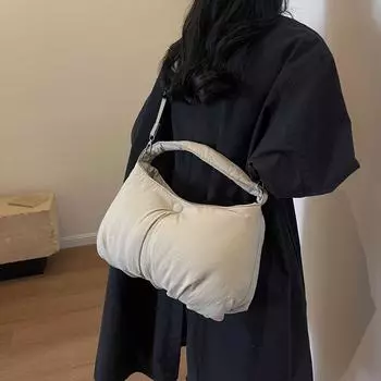 Большая вместительная сумка-тоут, женская мягкая пуховая хлопковая сумка через плечо, сумка через плечо хаки