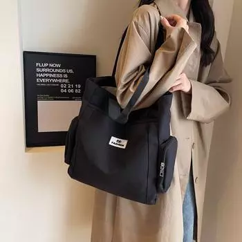 Большая вместительная сумка-тоут Женская портативная сумка Женская сумка Сумка для матери Большая сумка через плечо чёрный