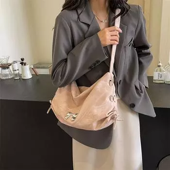 Большая вместительная сумка-тоут, женская кожаная сумка через плечо с бантом, сумка через плечо чёрный