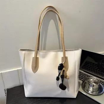 Большая вместительная сумка-тоут женская 2024 осень и зима новая модная простая сумка ретро повседневная сумка через плечо для поездок на работу чёрный