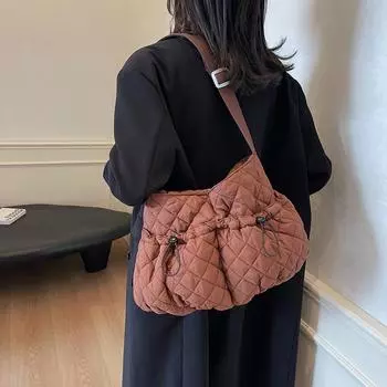 Большая вместительная сумка-тоут женская ромбовидная сумка сумка через плечо для поездок на работу бежевый