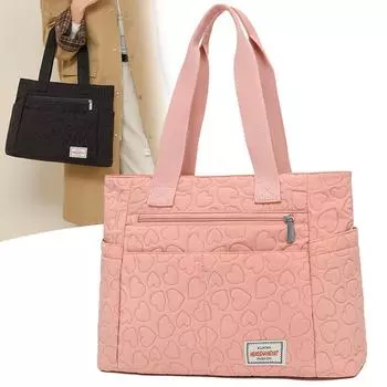 Большая вместительная сумка-тоут женская нейлоновая водонепроницаемая сумка на плечо сумка с ромбом и сердечком сумка для компьютера фиолетовый