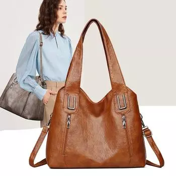 Большая вместительная сумка-тоут женская сумка через плечо чёрный