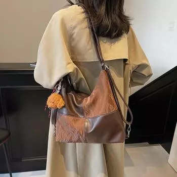 Большая вместительная сумка-тоут женская сумка через подмышку цветная сумка через плечо для поездок на работу кофейный