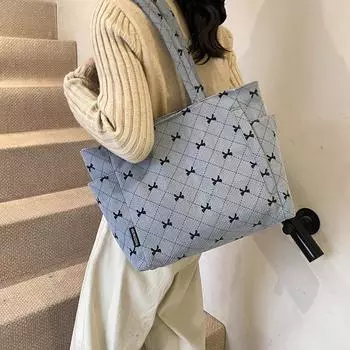 Большая вместительная сумка-тоут женская сумка через плечо с бантом из вельвета сумка для шоппинга белый