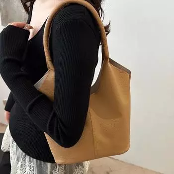 Большая вместительная сумка-тоут женская ручная сумка женская простая и универсальная модная сумка через плечо для поездок на работу коричневый