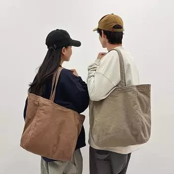 Большая вместительная сумка-тоут, женская однотонная холщовая сумка, студенческая сумка через плечо белый