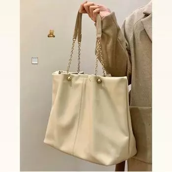 Большая вместительная сумка-тоут, женская универсальная сумка через плечо, сумка-цепочка премиум-класса для женщин в стиле колледжа 31*38*14 хаки