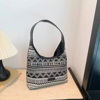 Большая вместительная сумка в этническом стиле, летняя модная сумка через плечо, универсальная повседневная школьная сумка в иностранном стиле