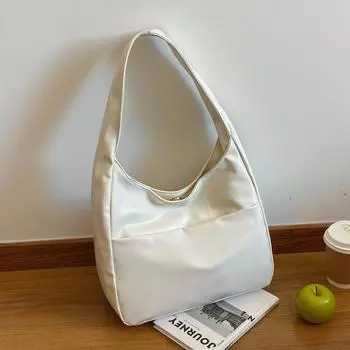 Большая вместительная сумка в стиле ретро, женская сумка-тоут высокой стоимости, студенческая сумка на плечо, простая повседневная сумка для поездок на работу бежевый