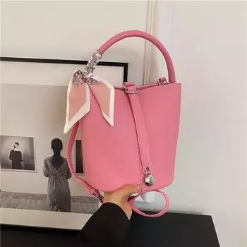 Большая вместительная сумка-ведро для женщин, модная сумка с диагональным ремешком в корейском стиле, новинка лета 2024 года, женская сумка на одно плечо