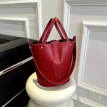 Большая вместительная сумка-ведро, новая женская однотонная сумка с индивидуальным дизайном и пряжкой, универсальные сумки для поездок на работу и подмышек Tide