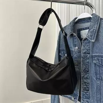 Большая вместительная сумка женская 2024 новая мягкая кожаная сумка-тоут для студентов колледжей на занятиях сумка через плечо сумка-мессенджер хаки