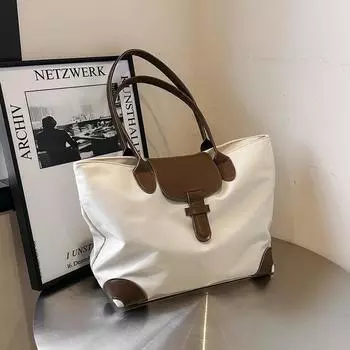 Большая вместительная сумка женская 2024 новая сумка через плечо пригородная большая сумка студенческая сумка для занятий нейлоновая ткань универсальная сумка чёрный