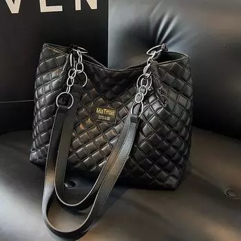 Большая вместительная сумка женская 2024 новая модная сумка для поездок на работу женская школьная сумка через плечо чёрный