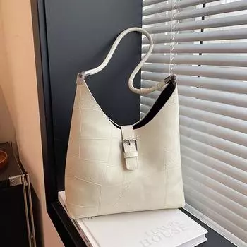 Большая вместительная сумка женская 2024 новая осенняя фактурная сумка-мессенджер корейская версия модная и простая сумка через плечо под мышкой белый