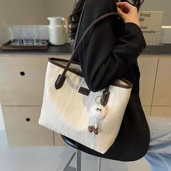 Большая вместительная сумка женская 2024 новая модная и универсальная простая сумка через плечо сумка для путешествий классная сумка для поездок на работу чёрный