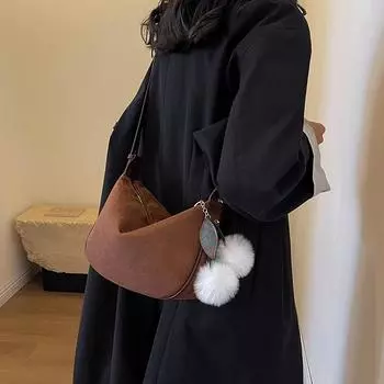 Большая вместительная сумка женская 2024 новая высококачественная текстура нишевая сумка через плечо осенне-зимняя матовая сумка-пельмень в стиле ретро