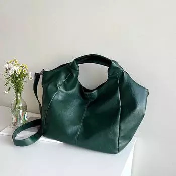 Большая вместительная сумка женская 2024 новая модная ретро сумка через плечо модная простая сумка-тоут для поездок на работу чёрный