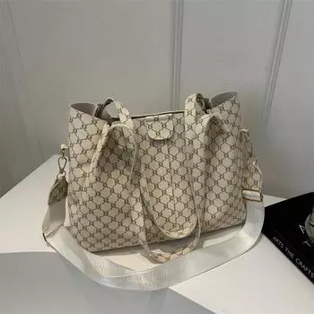 Большая вместительная сумка женская 2025 новая модная фактурная сумка через плечо универсальная сумка студенческая сумка серый