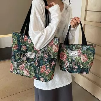 Большая вместительная сумка женская холщовая сумка 2024 женская сумка через плечо в иностранном стиле женская студенческая универсальная сумка