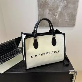 Большая вместительная сумка женская летняя красавица 2024 года новая модная сумка-мессенджер в иностранном стиле портативная сумка-тоут большая сумка чёрный