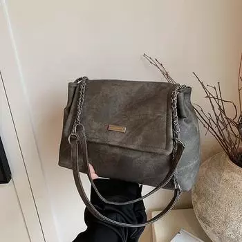 Большая вместительная сумка женская летняя 2024 новая универсальная сумка для отдыха на цепочке сумка через плечо простая классическая сумка-тоут для поездок на работу чёрный