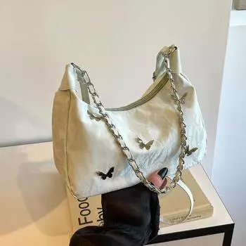 Большая вместительная сумка женская летняя сумка 2024 года, новый нишевый дизайн, сумка-мессенджер через плечо для поездок на работу, корейская версия, модная сумка-тоут белый