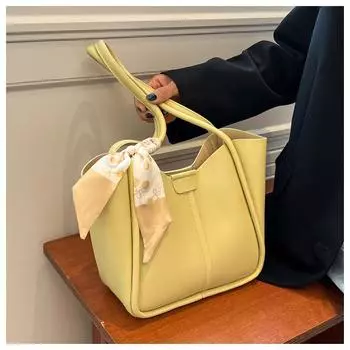 Большая вместительная сумка женская Lulu контрастного цвета простая и изысканная шелковая шарфовая сумка для поездок на работу универсальная сумка через плечо для детей и мам one size fits all белый