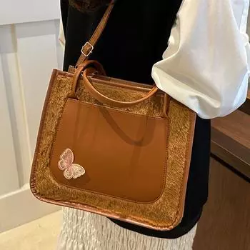 Большая вместительная сумка женская модная универсальная сумка через плечо женская сумка для хранения коричневый