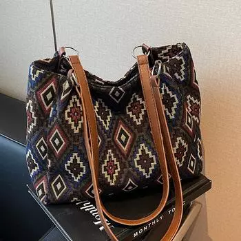 Большая вместительная сумка женская модная сумка для поездок на работу женская сумка-тоут в этническом стиле холщовая сумка через плечо женская красный