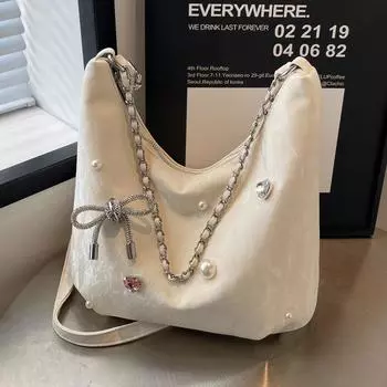 Большая вместительная сумка женская модная сумка через плечо с цепочкой для отдыха простая сумка-мессенджер для поездок на работу сумка-пельмень серебряный