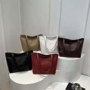 Большая вместительная сумка женская мягкая кожаная сумка через плечо ретро женская сумка-тоут для поездок на работу красный