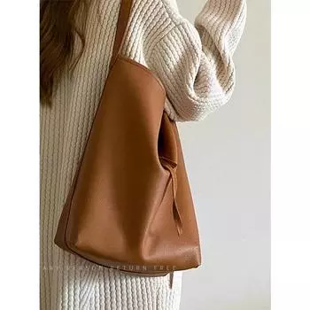 Большая вместительная сумка женская новая нишевая сумка-ведро из мягкой искусственной кожи с рисунком личи модная универсальная сумка через плечо подмышкой