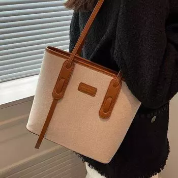 Большая вместительная сумка женская новинка 2024 года осень-зима модная сумка через плечо студенческая сумка для занятий сумка-ведро сумка для поездок на работу No specification чёрный