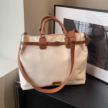 Большая вместительная сумка женская осенне-зимняя универсальная 2024 новая простая женская оксфордская ткань текстура портативная дорожная сумка чёрный