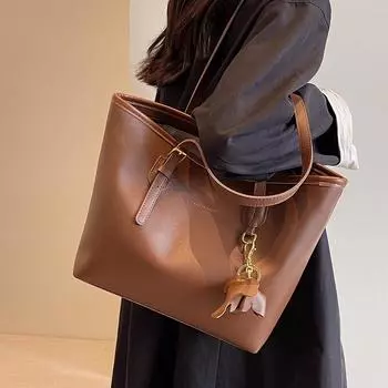 Большая вместительная сумка женская осенне-зимняя сумка через плечо высокого класса с текстурой женская многослойная сумка-тоут для поездок на работу коричневый